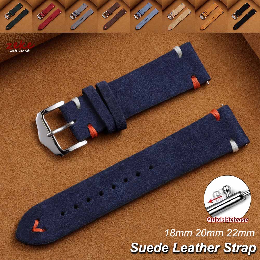 Suede Strap Watch - Vintage Suede Leather Watch Strap Quick