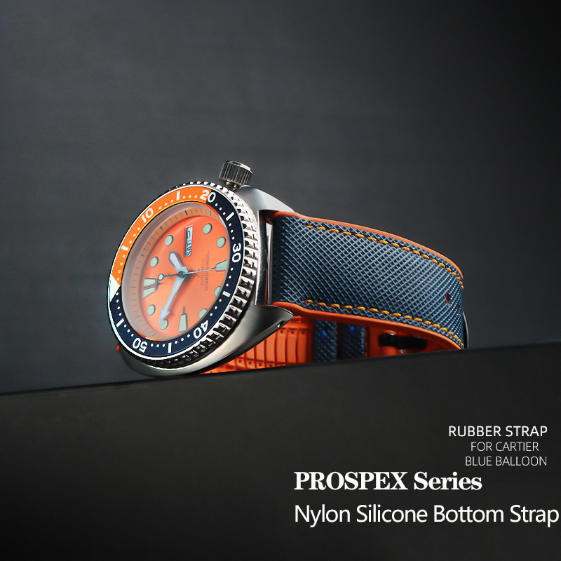 Seiko Watch Prospex - Nylon Silicone Bottom Watch Band Strap