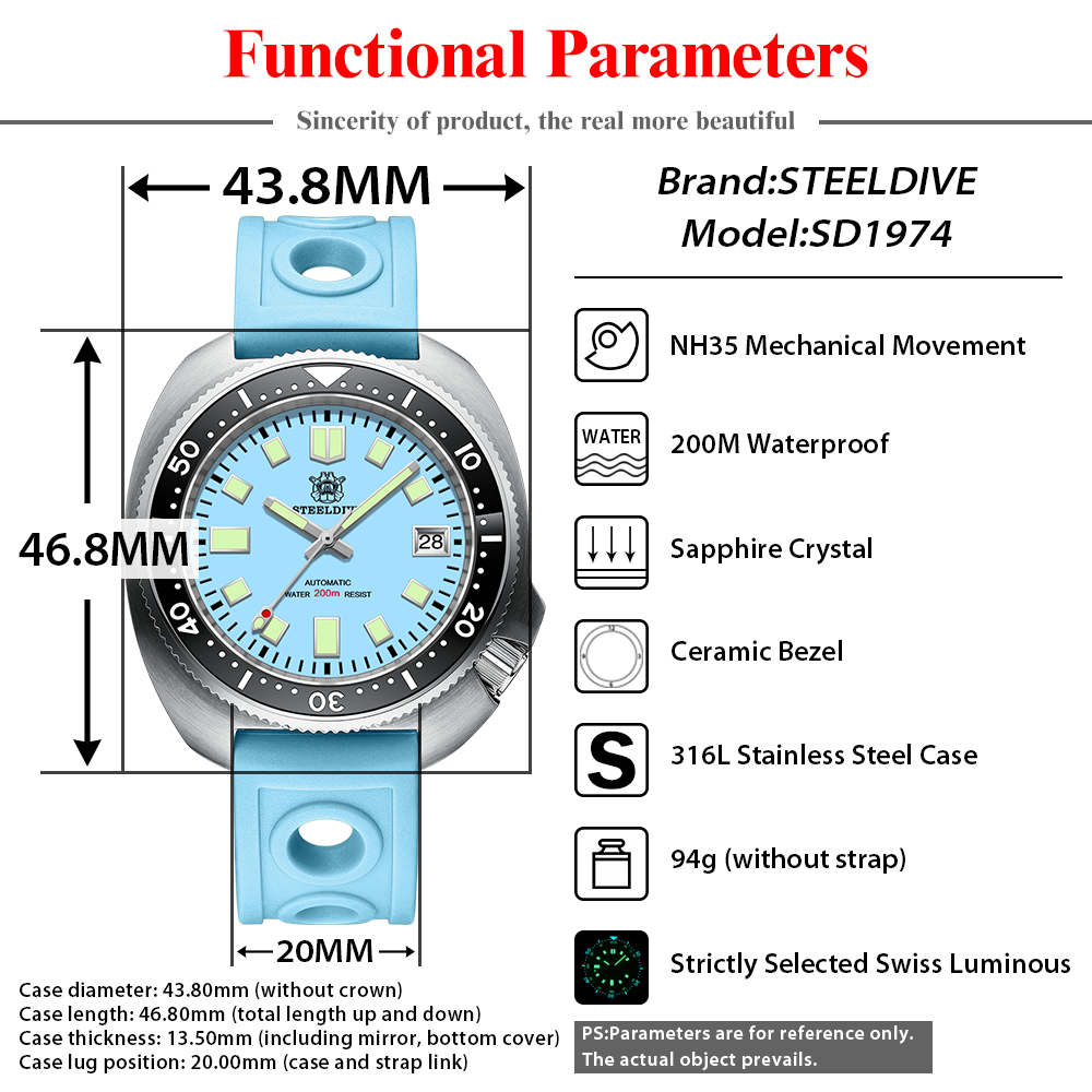 STEELDIVE SD1974 New 43.8mm Pi - Seiko Watch Prospex recension och pris