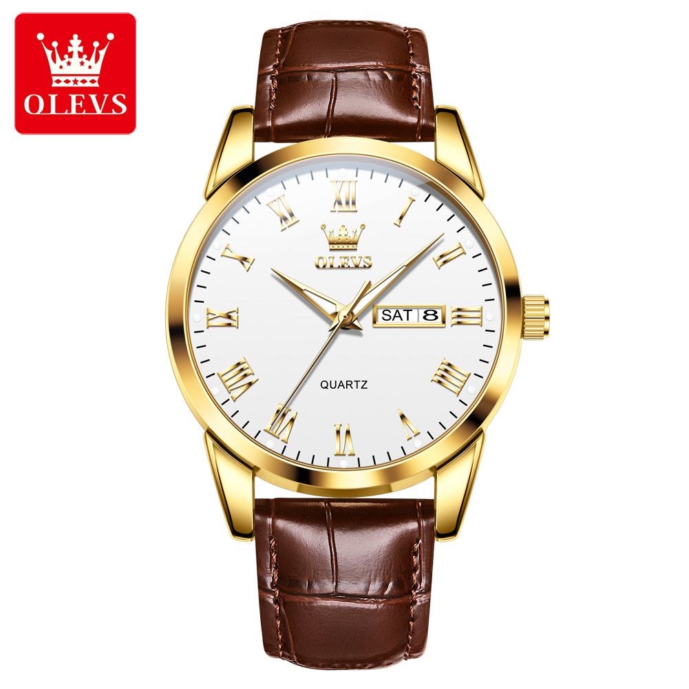 OLEVS 5892 Original Quartz Wat - Leather Watch Band Men recension och pris