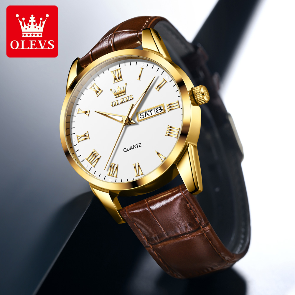 OLEVS 5892 Original Quartz Wat - Leather Watch Band Men recension och pris