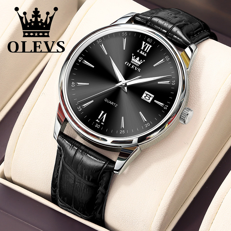 OLEVS Quartz Men's Watch Fashi - Leather Watch Band Men recension och pris